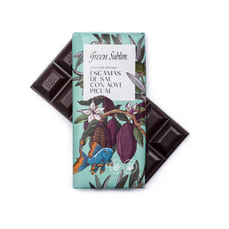Chocolate Artesano <br>con Escamas de Sal Marina y AOVE