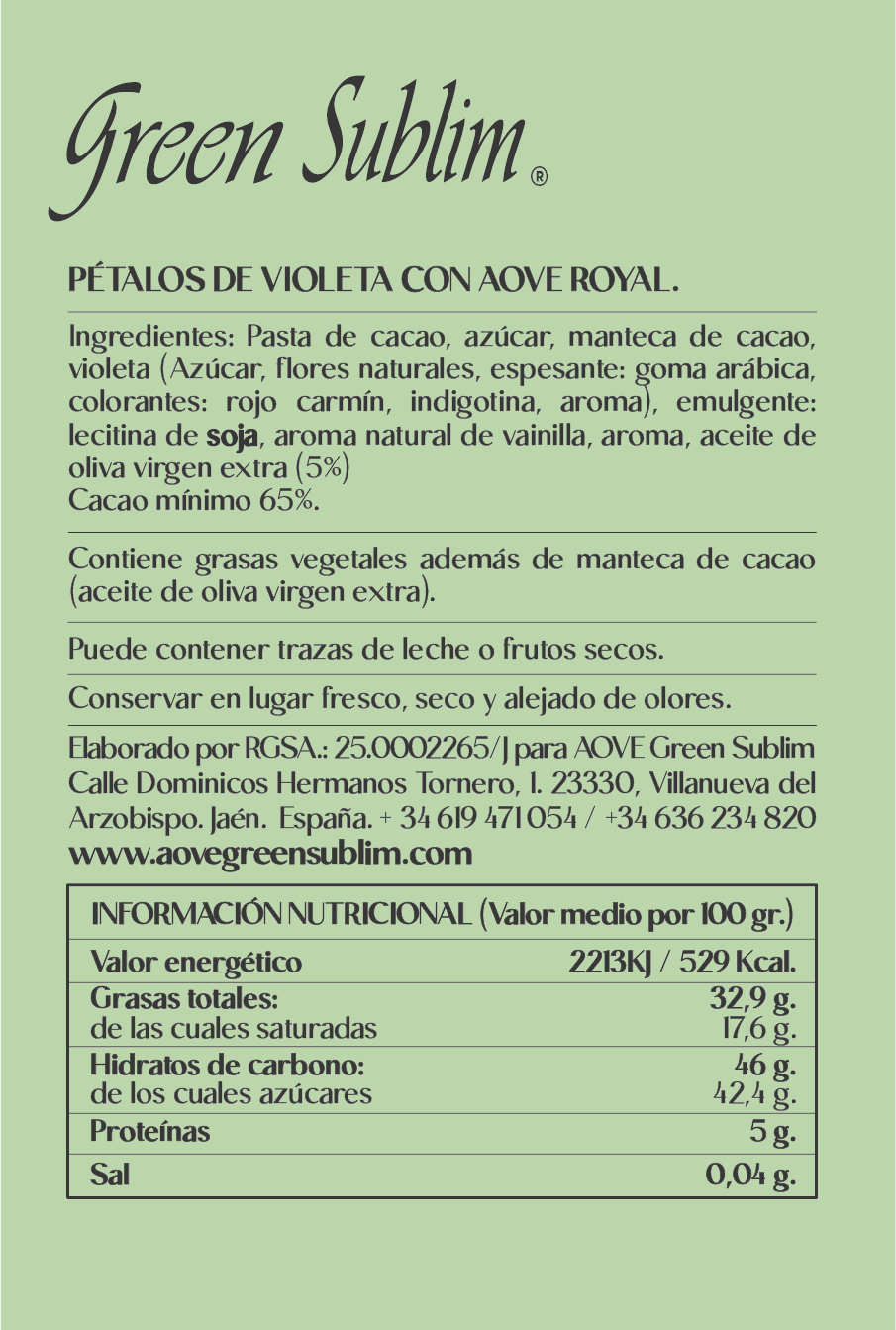 Chocolate artesano con pétalos de violeta y aove royal - Imagen 2